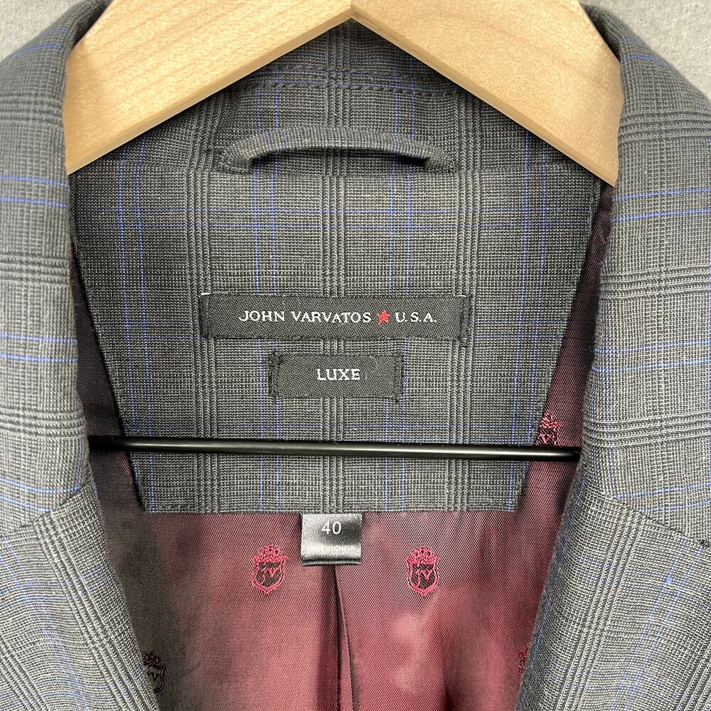 John Varvatos Sport Coat Mens 40 Gray Plaid Blazer Casual 2 Button Layering Work - Picture 2 of 16